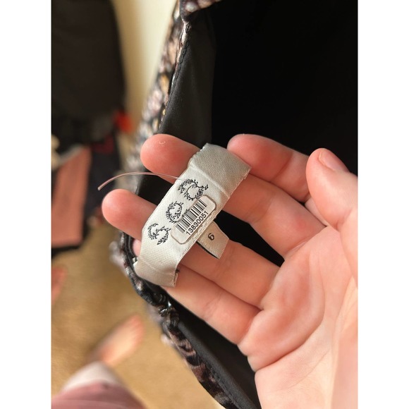 SEA Women's‎ Black Floral Valerie Velvet Back Tie Midi Dress Size 6 - Picture 7 of 7